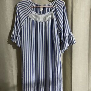 Naïf Blue & White Striped Smocked Tunic Dress Size Small